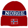 Lue med norgedesign | Varm og komfortabel strikkelue i rødt, hvitt og blått